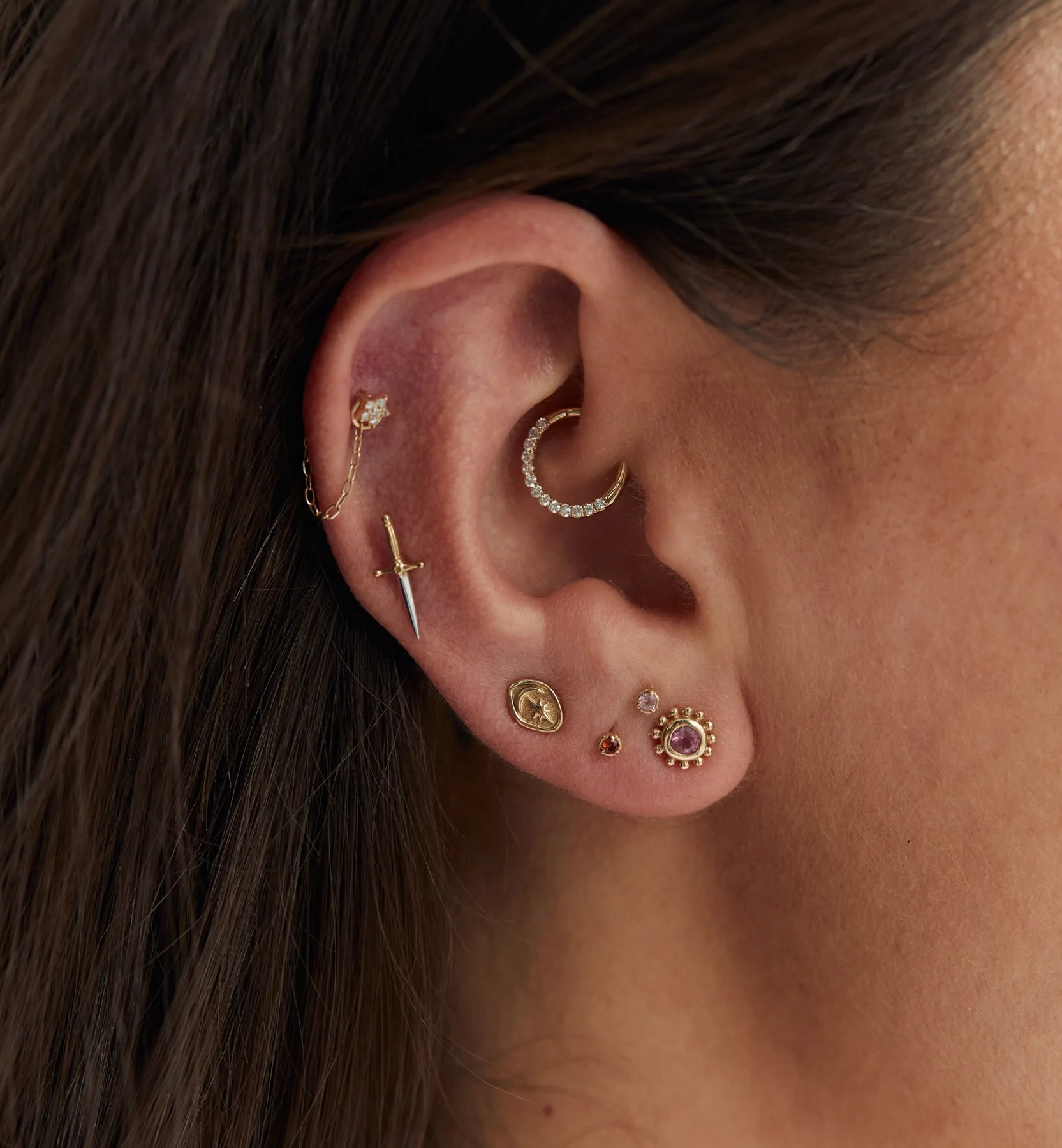 Birthstone Piercing Front 14K - Image 5