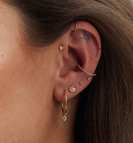 April Birthstone Piercing Front 14K - Image 4
