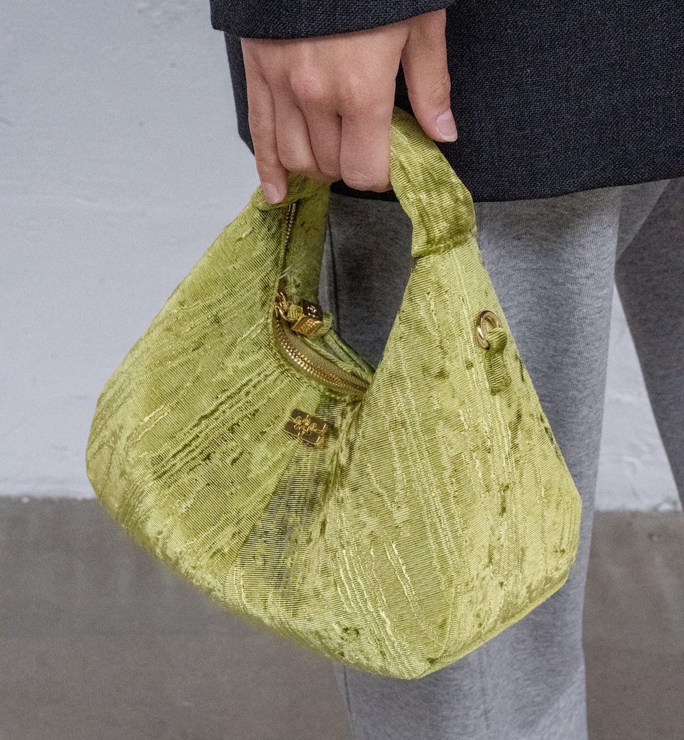 GANNI Hobo Mini Velvet Moire Bag - Image 3