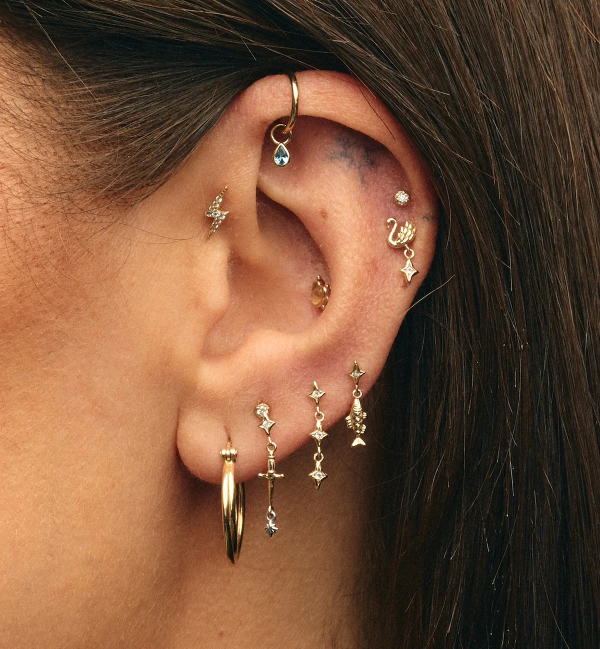 Single Cosmic Obelisk Stud Earring 14K - Image 3