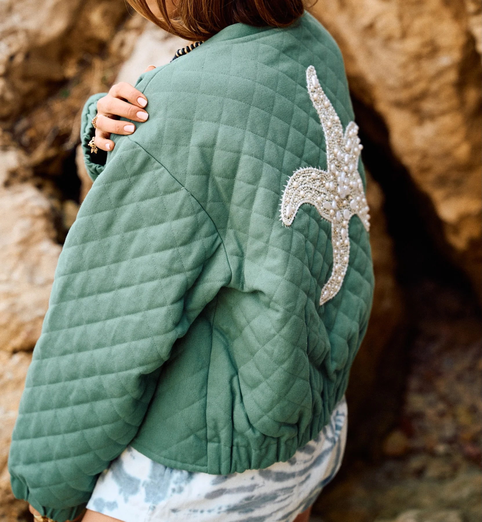 Stella Marina Oversized Cropped Quilted Jacket - Image 3